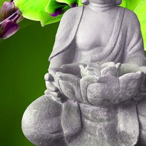 Obraz na płótnie - Canvas, Budda z orchideami 3 90x60 na Arena.pl
