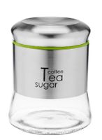 Pojemnik szklany stal nierdzewna GRENO 750 ml kawa herbata cukier zielony