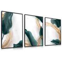 Zestaw 3x Plakat W Ramie Liście BANANOWCA Natura Efekt 3D 60cm x 80cm