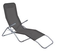 Leżak ogrodowy z podłokietnikami regulowany, składany, antracytowy, plażowy