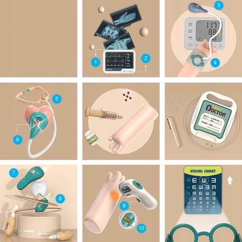 Zestaw Lekarski dla Dzieci Wózek Stacja Doktora Zabawa w Lekarza Stetoskop na Arena.pl