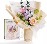 Sztuczne Kwiaty Klocki Bukiet Puzzle 3D Prezent na Dzień Kobiet 165 el.