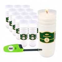 Znicze 15x 4 dni WKŁADY DO ZNICZY Uniwersalny rozmiar + GRATIS Zapalniczka