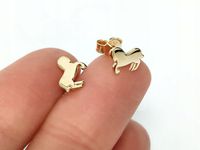 Złote kolczyki 333 celebrytki KONIE wkrętki SZTYFT dziewczęce dziewczynki