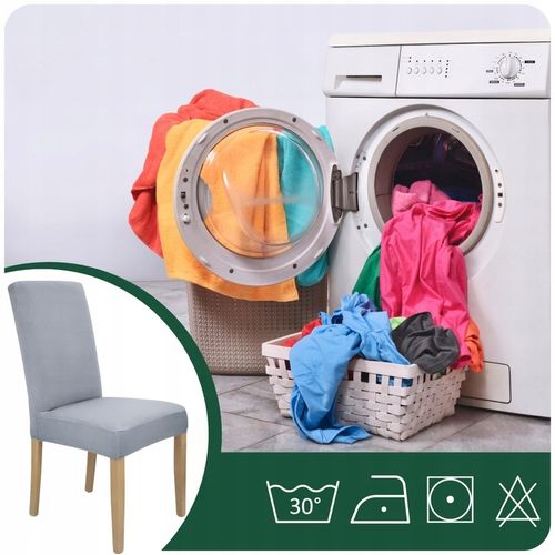 Zestaw 6 SZT POKROWCE NA KRZESŁA Pokrowiec Krzesło SZARY Elastyczny Gruby na Arena.pl