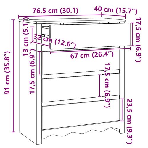 Komoda z szufladami z szufladą Drammen Dąb 76.5 x 40 x 91 cm na Arena.pl