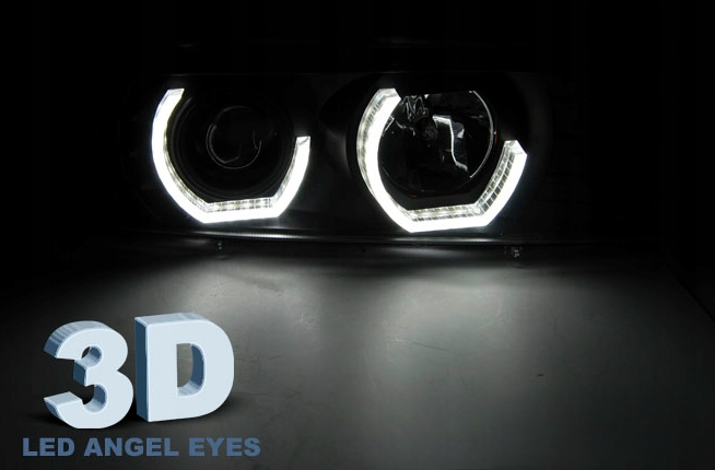REFLEKTORY LAMPY DO BMW E39 OD 1995 DO 2003 BLACK LED RINGI 3D zdjęcie 3
