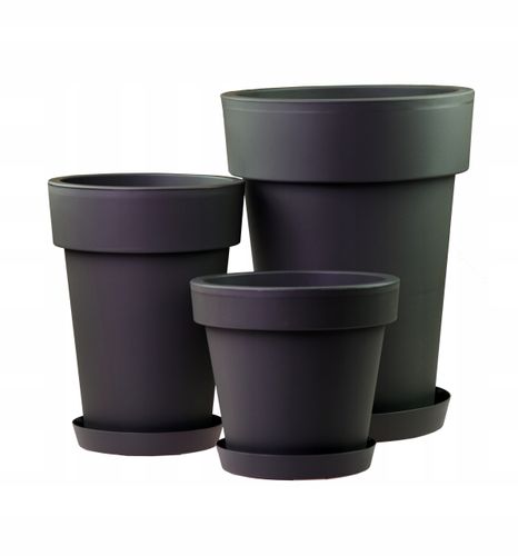 Doniczka okrągła Lofly DLOF160 z podstawką | Antracyt, Wymiary 15.80x14.4 cm, Prosperplast na Arena.pl