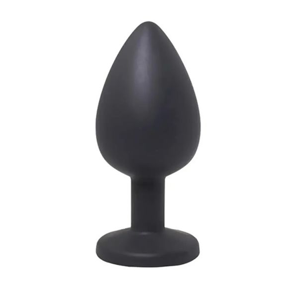 Black Medium Butt Plug With White Crystal zdjęcie 2