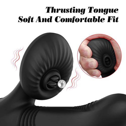 silicone vibrator 7 powerful modes - licking, thrusting and heating, black na Arena.pl