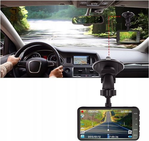 Wideorejestrator jazdy Przód Tył Kamera samochodowa Full HD SMUVE + karta na Arena.pl