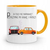 Kubek Żółty Prezent Mechanika Ja Tego Nie Naprawię Z Nadrukiem Ze Zdjęciem