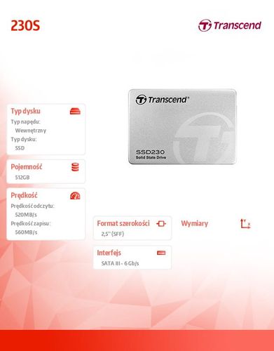 Transcend SSD 230S TLC 512GB SATA3 3D na Arena.pl