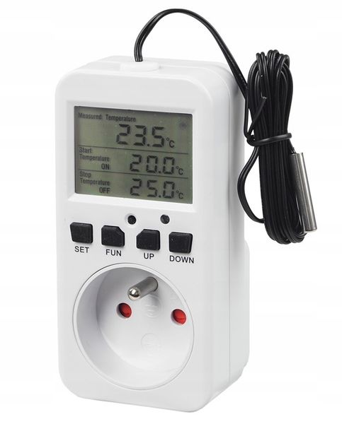 TERMOSTAT TIMER CYFROWY REGULATOR TEMPERATURY GNIAZDO SIECI 230V max. 3680W zdjęcie 5