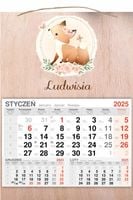 KALENDARZ wiszący 2025 jednodzielny DREWNIANY prezent Z IMIENIEM