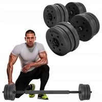 ZESTAW HANTLI REGULOWANE BITUMICZNE OBCIĄŻENIA GRYF SZTANGA 2x10kg 20KG