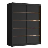 Szafa przesuwna FLAVIO IV 150-pojemna garderoba-CZARNY