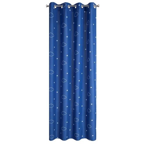 Zasłona nadruk chmur i gwiazdek na przelotkach NUBLES 140X250 granatowa na Arena.pl