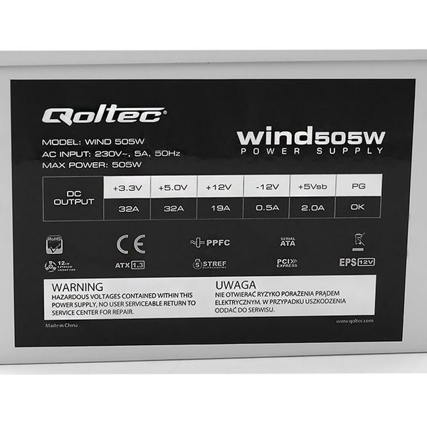 Qoltec Zasilacz ATX Wind 505W zdjęcie 2