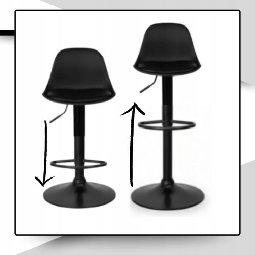 Hoker barowy plastikowy czarny obrotowy regulowany ekoskóra do wyspy na Arena.pl