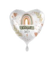 Balon foliowy serce Chrzest Święty tęcza boho, 43 cm
