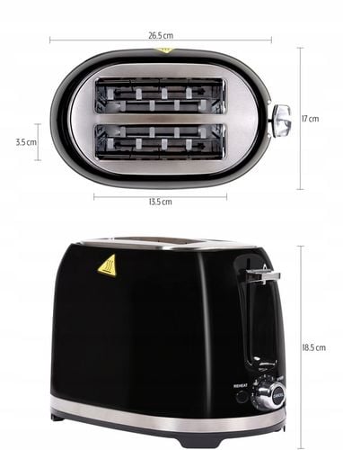 TOSTER DO KANAPEK 7 POZIOMÓW OPIEKANIA 850W 2 KROMKI FUNKCJA na Arena.pl