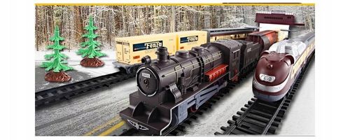 WIELKA KOLEJKA POCIĄG TORY 10 metrów LOKOMOTYWA LED 7 wagonów DRZEWKA PERON na Arena.pl