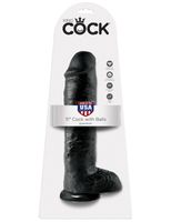 11' cock with balls black dildo z jądrami czarne 28 cm king cock