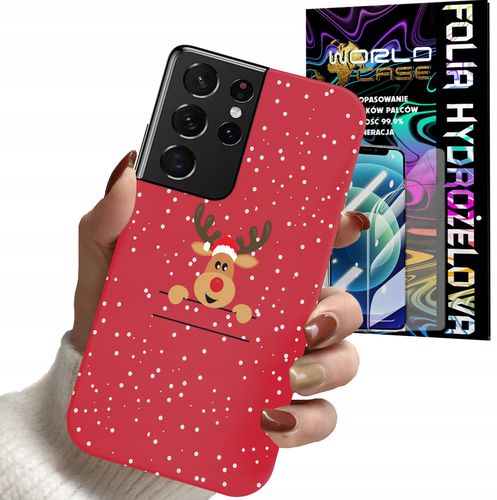 ETUI DO SAMSUNG S21 ULTRA - ŚWIĄTECZNE WZORY RENIFER MIKOŁAJ + FOLIA na Arena.pl