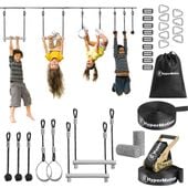 Tor przeszkód HyperMotion Ninja dla dzieci ze slackline 15 m, 7 przeszkód