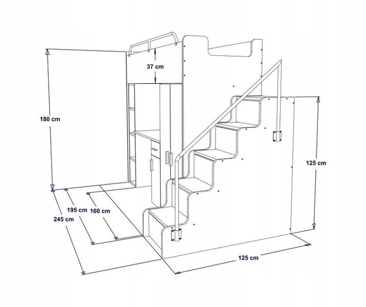 Łóżko piętrowe JSM4 80x190 z biurkiem pomarańcz + materac Cezar K1 zdjęcie 12