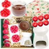 Elegancki zestaw prezentowy kominek ceramiczny wosk podgrzewacze świeczka