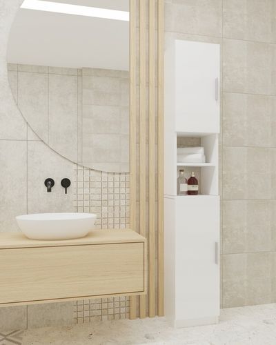 REGAŁ ŁAZIENKOWY STOJĄCY SZAFA BIAŁY 190cm SZAFKA PÓŁKA SŁUPEK WYSOKI na Arena.pl