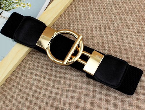 Pasek Czarny Gumowy Do Sukienki Elastyczny Złoty na Arena.pl