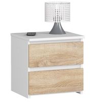 Szafka nocna, STILO, 40x35x40 cm, biel, dąb sonoma, mat | TYLETEGOTU