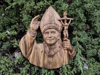 Obrazek drewniany prezent komunia prymicje urodziny ślub Jan Paweł II 30 cm