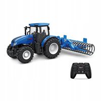 Duży Zdalnie Sterowany Niebieski Traktor z Pługiem Zabawka Mały Rolnik