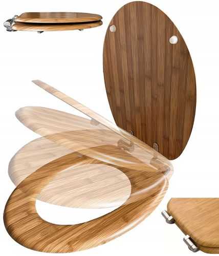 DESKA WC SEDESOWA KLOZETOWA TOALETOWA WOLNOOPADAJACA UNIWERSALNA MDF bambus na Arena.pl