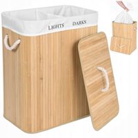KOSZ BAMBUSOWY NA PRANIE DWUKOMOROWY POJEMNIK 100L