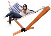 STELAŻ DREWNIANY + HAMAK 2osobowy 300 KG OGRODOWY