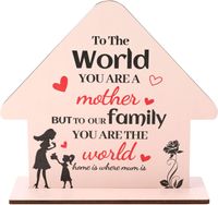 Drewniana Tabliczka dla Mamy Kształt Domu Napisy po Angielsku 21x19 cm