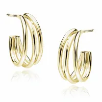 ELEGANCKIE POZŁACANE SREBRNE KOLCZYKI OTWARTE POTRÓJNE KÓŁKA KÓŁECZKA