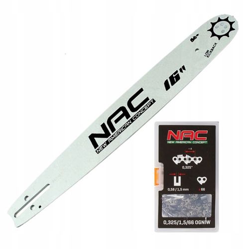 Prowadnica do piły spalinowej 1x łańcuch 0,325” 16" 40cm 66zp ORYGINAŁ NAC na Arena.pl