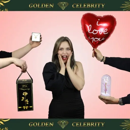 PIĘKNY ZŁOTY ŁAŃCUSZEK DAMSKI Z SERDUSZKIEM Z CYRKONIAMI + RÓŻA WIECZNA LED zdjęcie 15