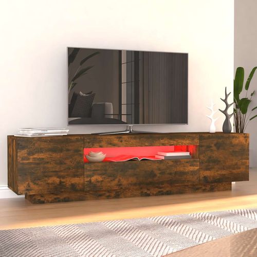 Szafka pod TV z oświetleniem LED, przydymiony dąb, 160x35x40 cm na Arena.pl