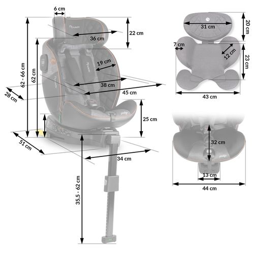 Fotelik samochodowy Nukido Prestige Line czarno-szary 0-36 kg ISOFIX na Arena.pl