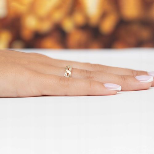 ZŁOTY PIERŚCIONEK pr. 585 Przeplatany Łańcuszek z Cyrkoniami 14k r.14 na Arena.pl