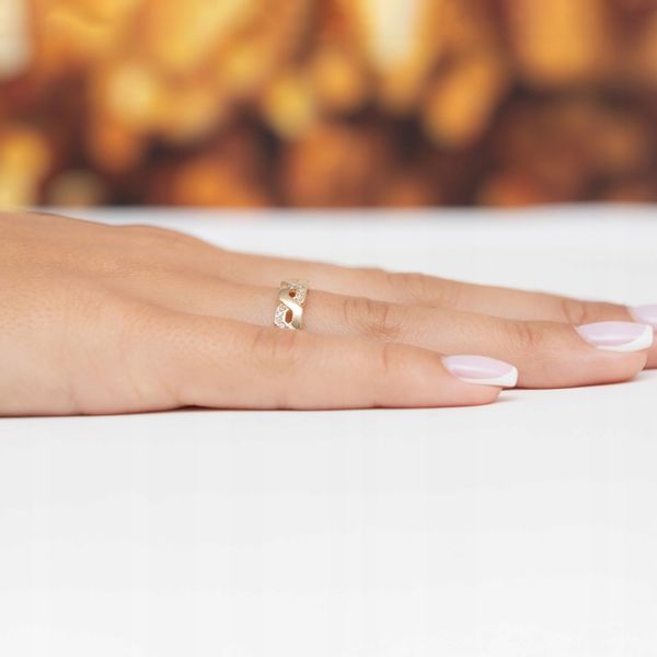 ZŁOTY PIERŚCIONEK pr. 585 Przeplatany Łańcuszek z Cyrkoniami 14k r.14 zdjęcie 4