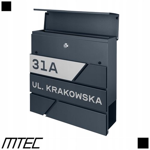 SKRZYNKA POCZTOWA NA LISTY POCZTĘ ANTRACYT + NAPIS Z ADRESEM ULICA NUMER na Arena.pl