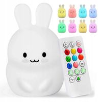 LAMPA LAMPKA BIURKOWA NOCNA DLA DZIECI KRÓLIK LED SILIKONOWA DOTYK PILOT